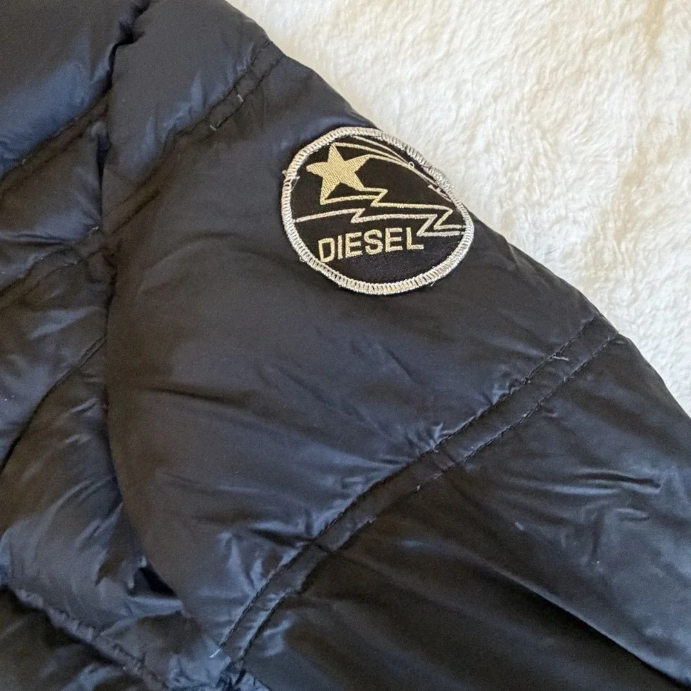 DIESEL Girls Sz 7S Black Down Puffer Coat- No Hood
